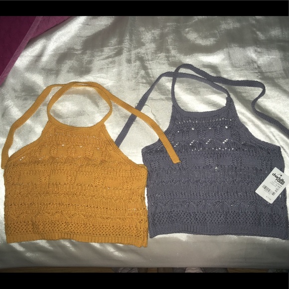Charlotte Russe Tops - 2 Halter Crop Crochet Tops